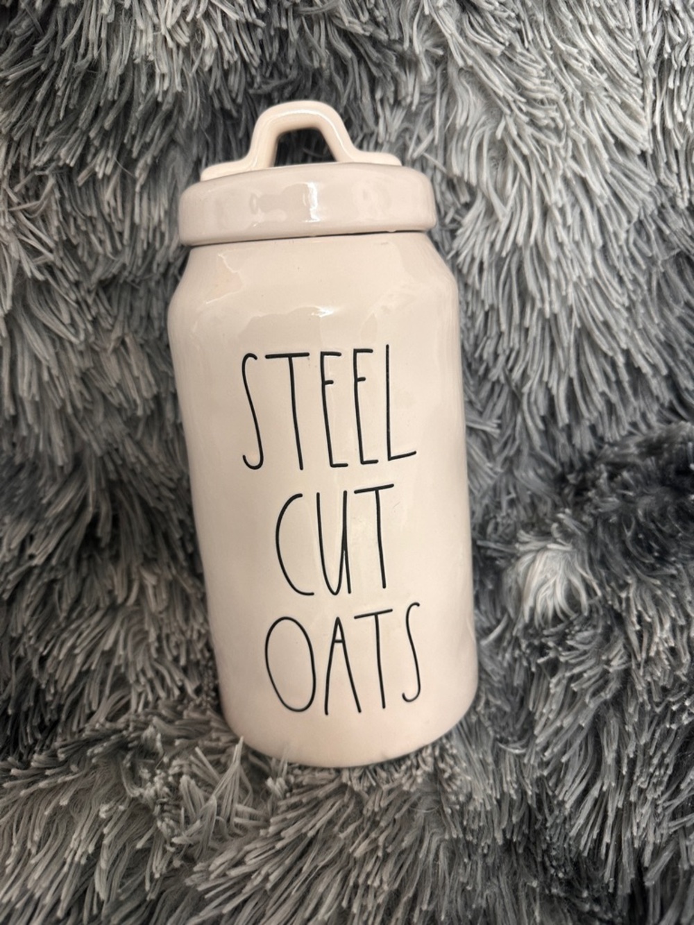 Rae Dunn Cream Ceramic Canister with Black Lettering